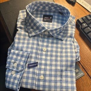johnnie-O Blue and White Checkered Casual Button Down Shirt